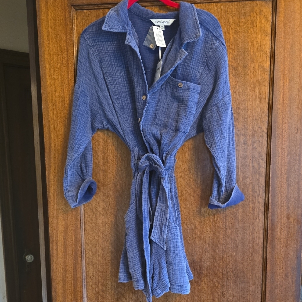 Daydreamer Blue Textured Utility Romper